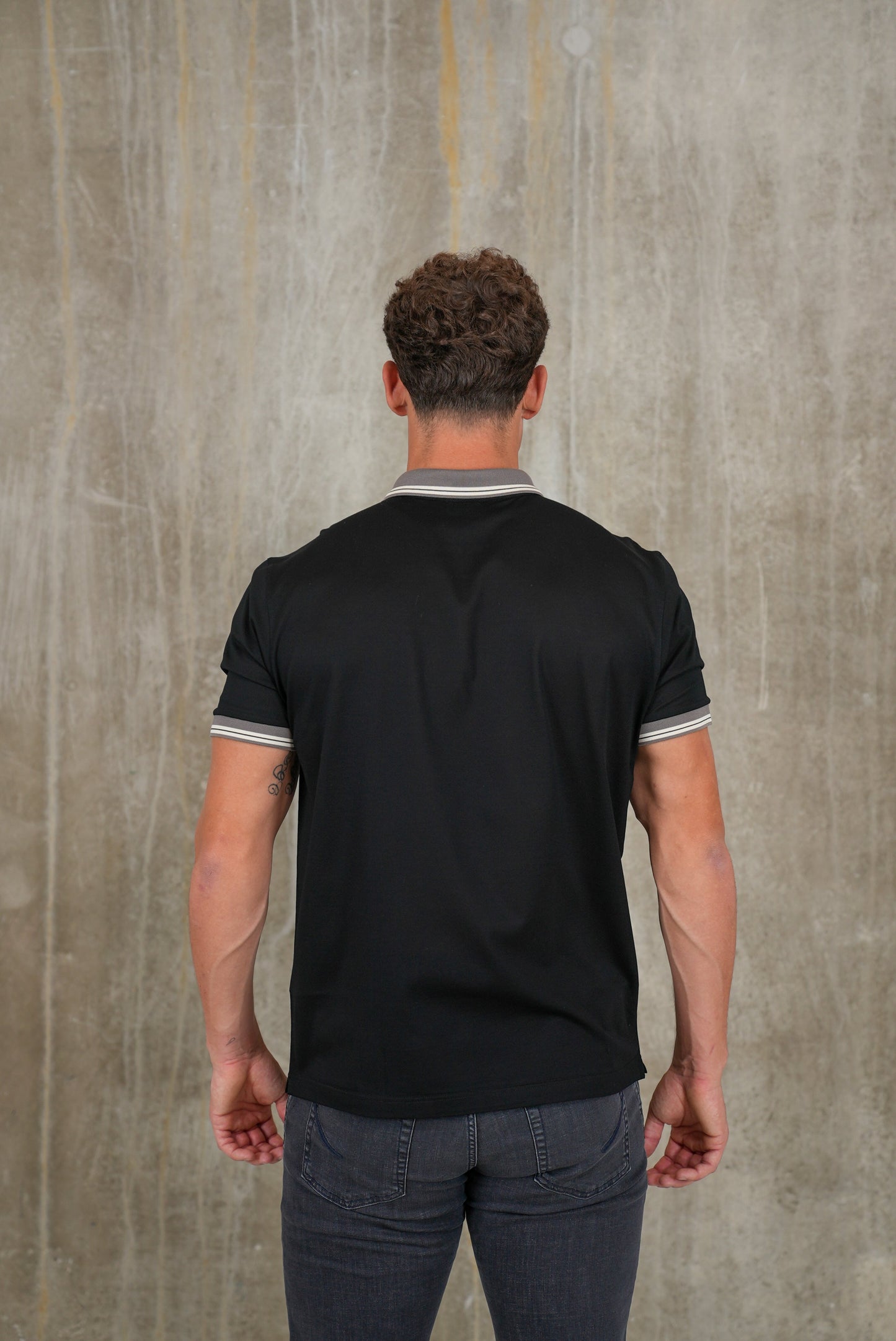 Bulletto Pique Zipped Polo Shirt Black & Grey