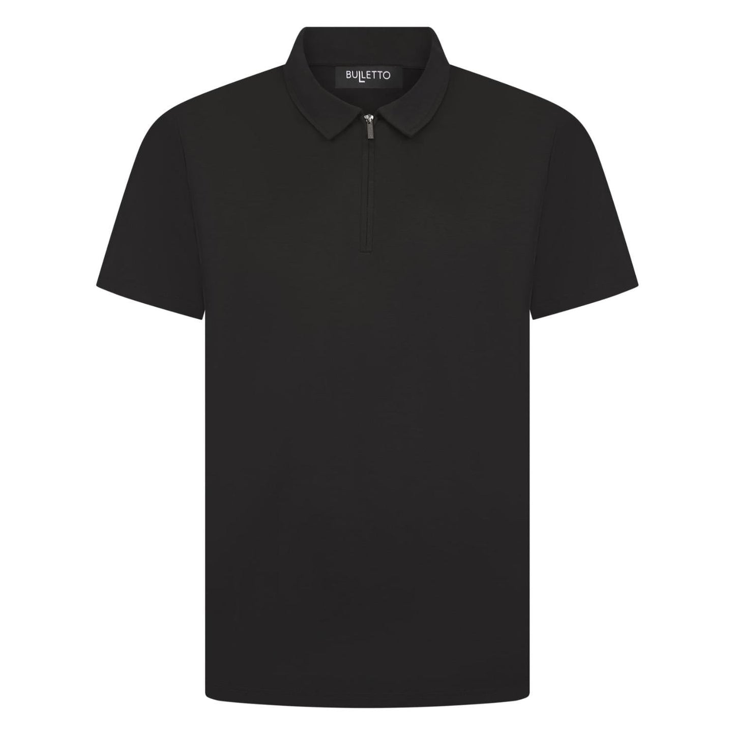 Bulletto Mercerised Zipped Polo Shirt - Black