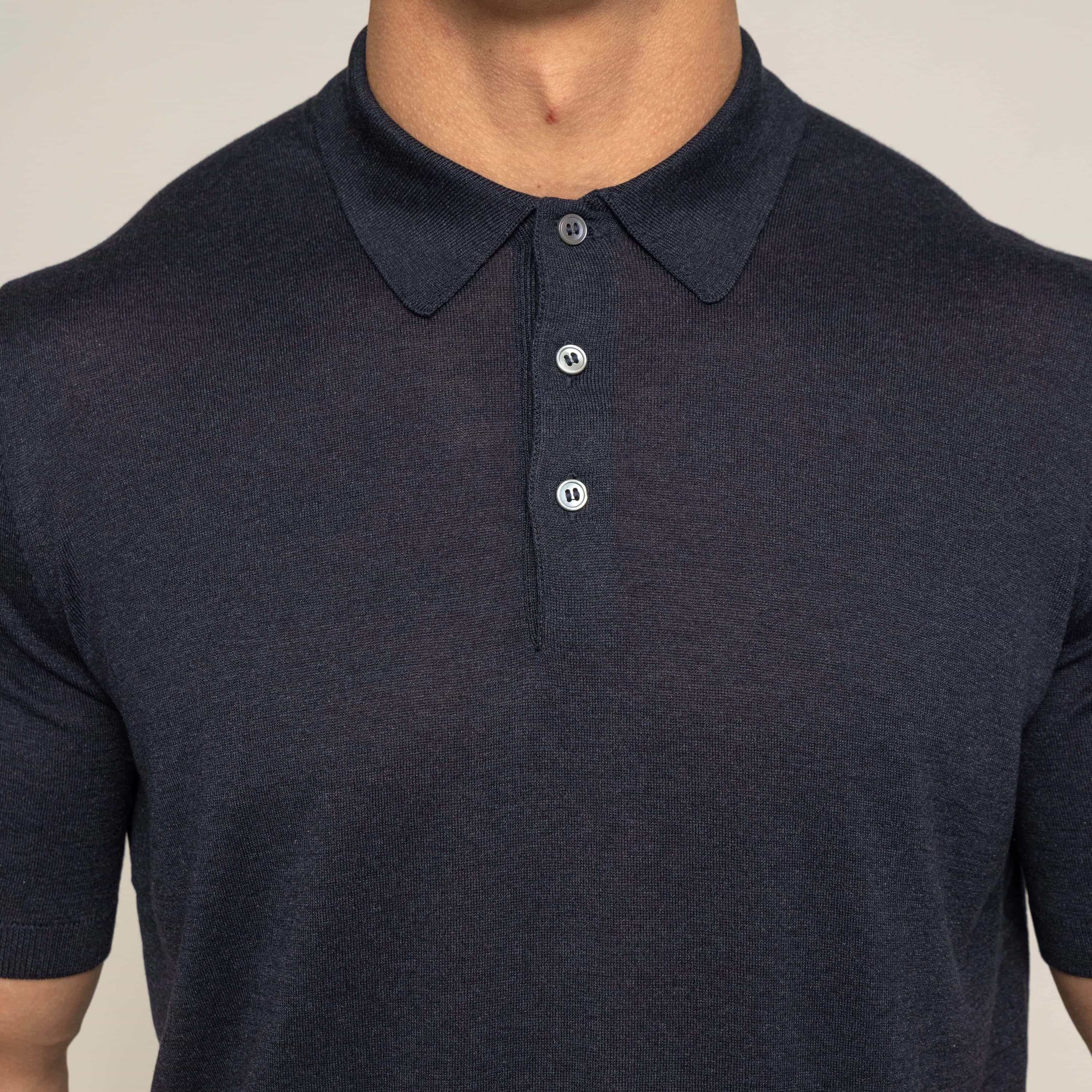 Bulletto Zipped Knitted Polo Shirt - Dark Blue