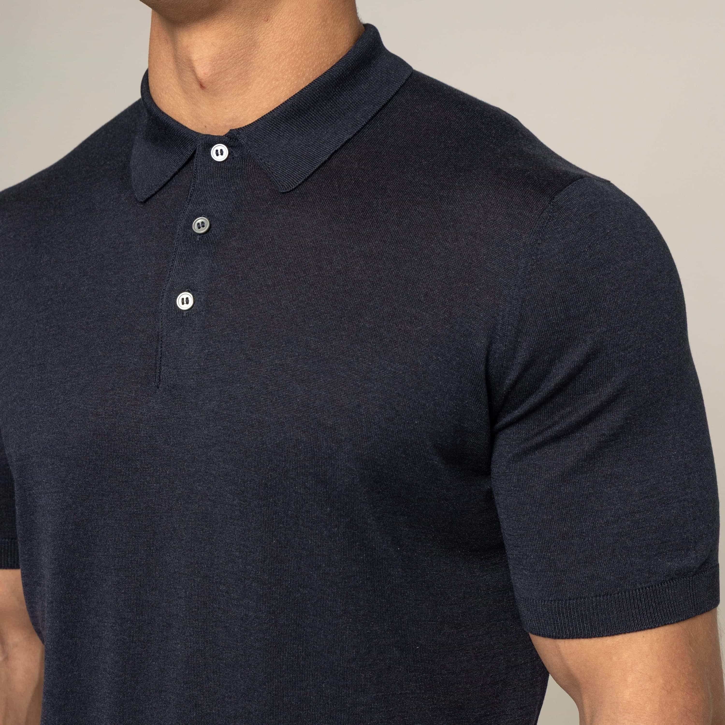 Bulletto Zipped Knitted Polo Shirt - Dark Blue