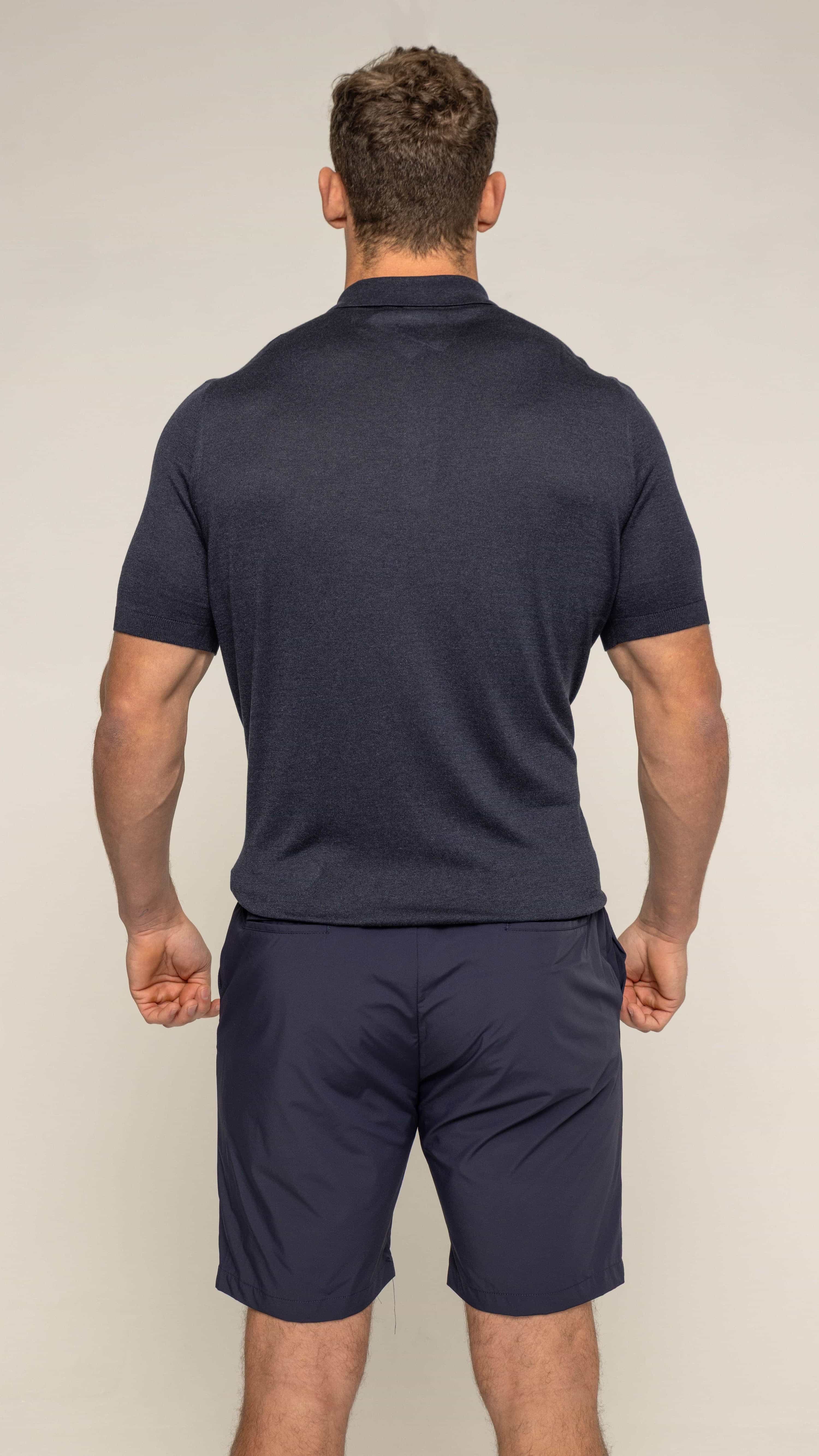 Bulletto Zipped Knitted Polo Shirt - Dark Blue