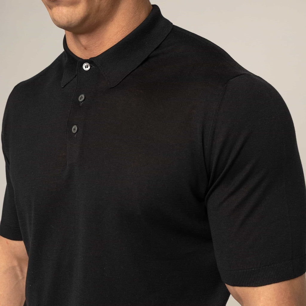 Bulletto Knitted Polo Shirt - Black