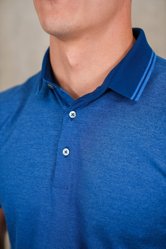 Pique Polo Shirt (Mid Blue)