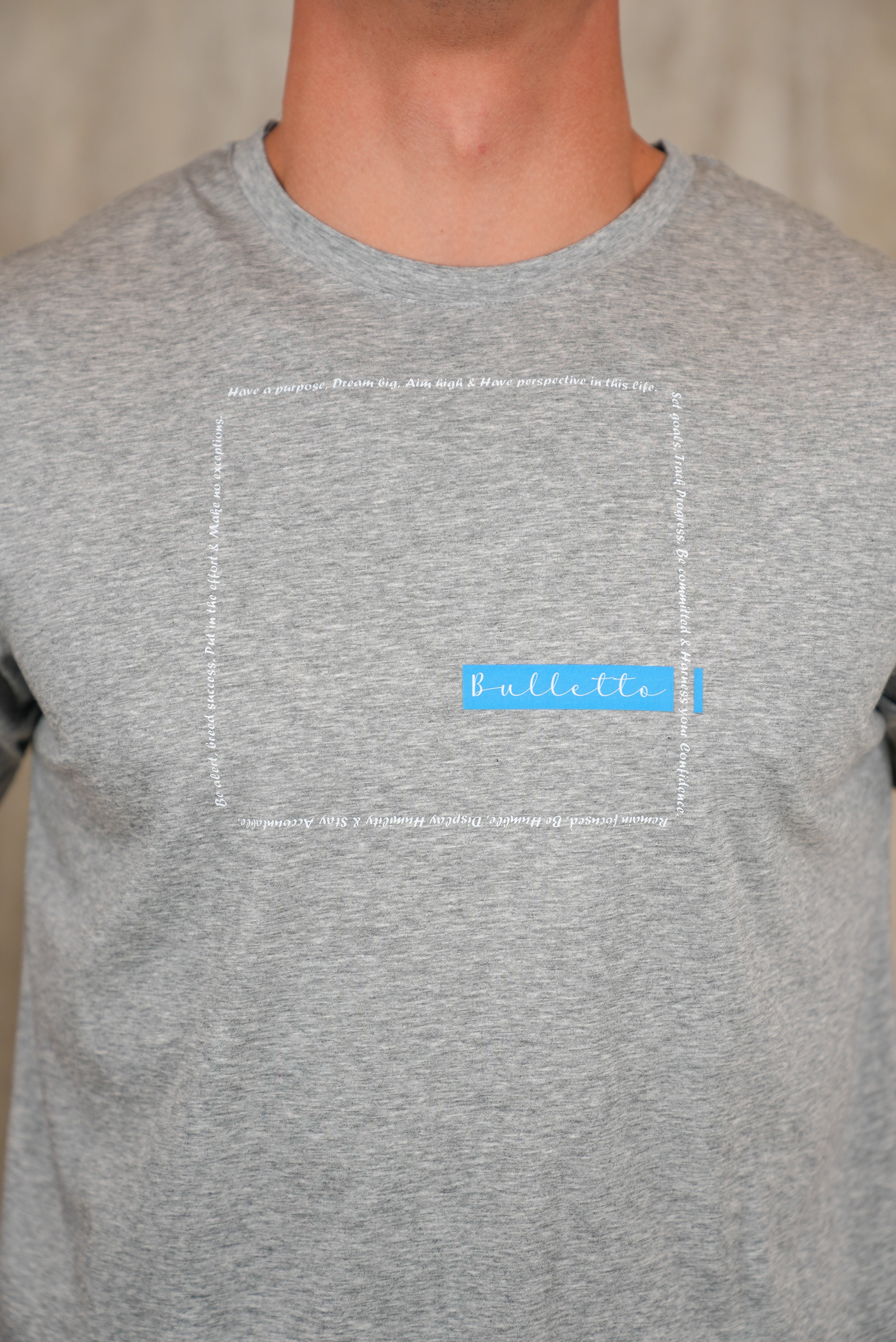 Bulletto Life T Shirt Grey Marl