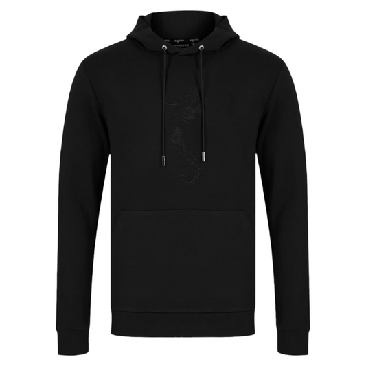 Seahorse Embroidered Hoodie - Black / Black