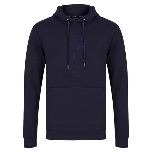 Seahorse Embroidered Hoodie - Navy / Navy